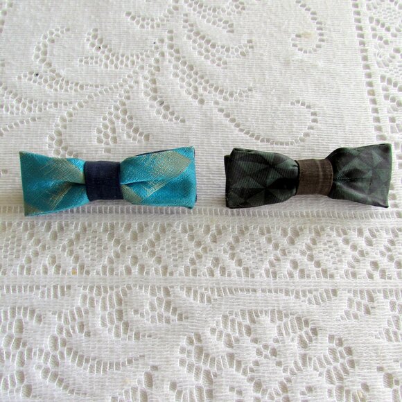 BABY BOY'S BOW TIES - 2 CLIP-ON INFANT BOWTIES, BLACK, BLUE, by BEAU JR & ROYAL - Picture 10 of 10